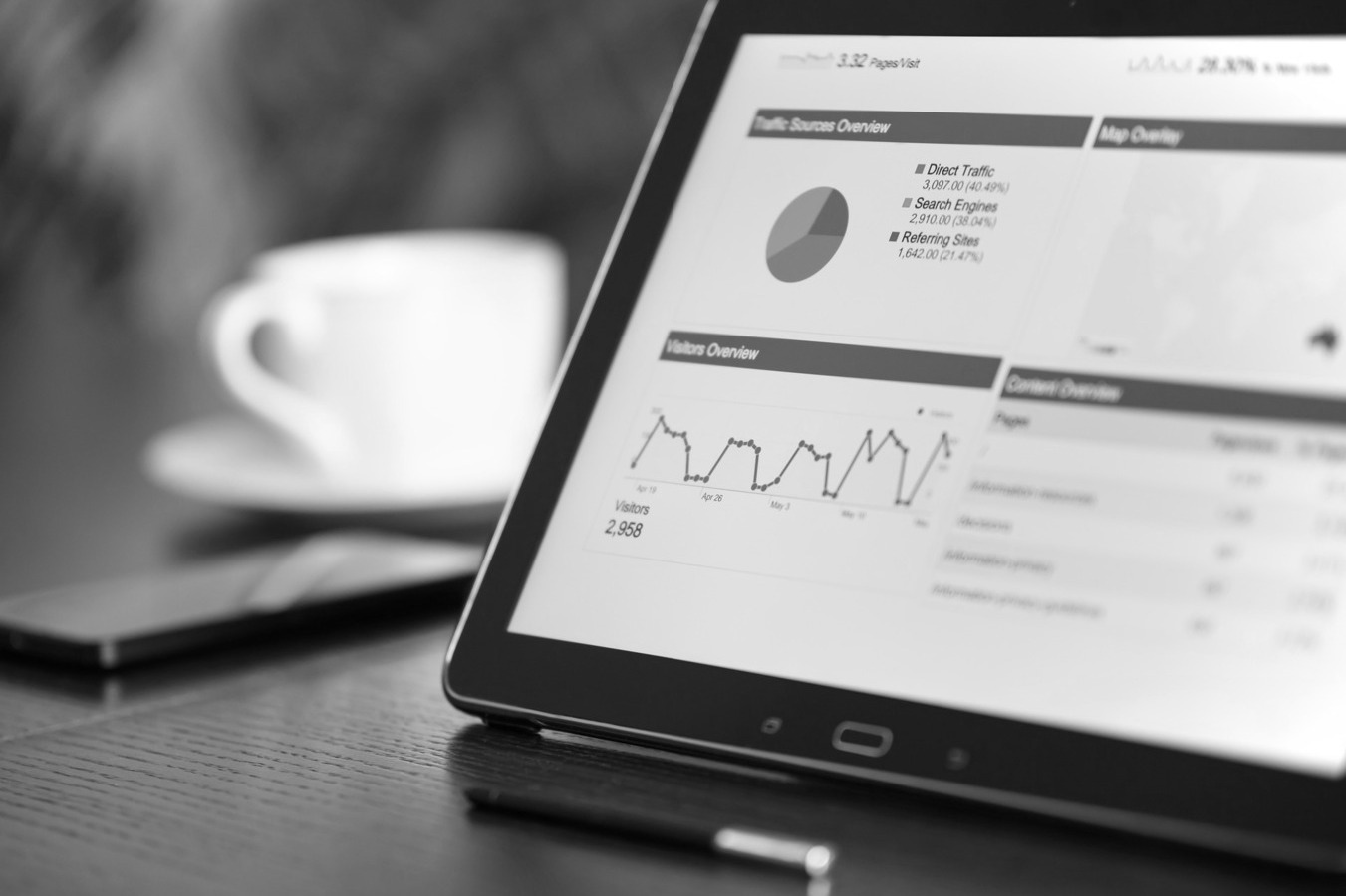 Tablet mit Statistiken